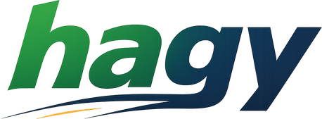 hagy logo on teal glass navigation